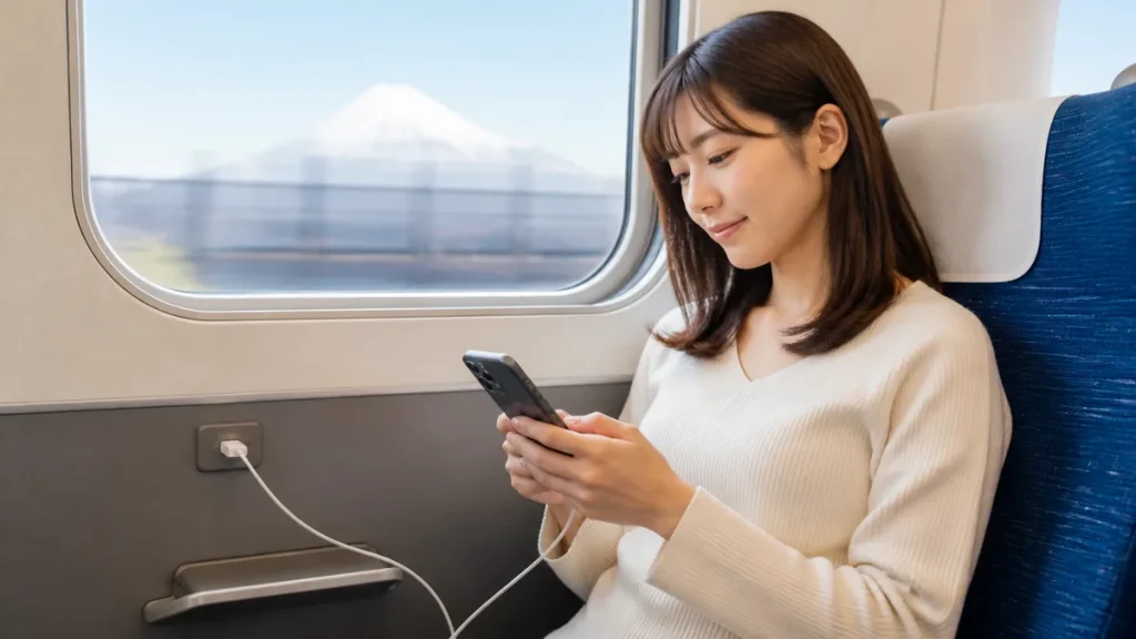新幹線にUSBポートはある？車両別コンセント位置と確実に充電できる座席の選び方のアイキャッチ画像