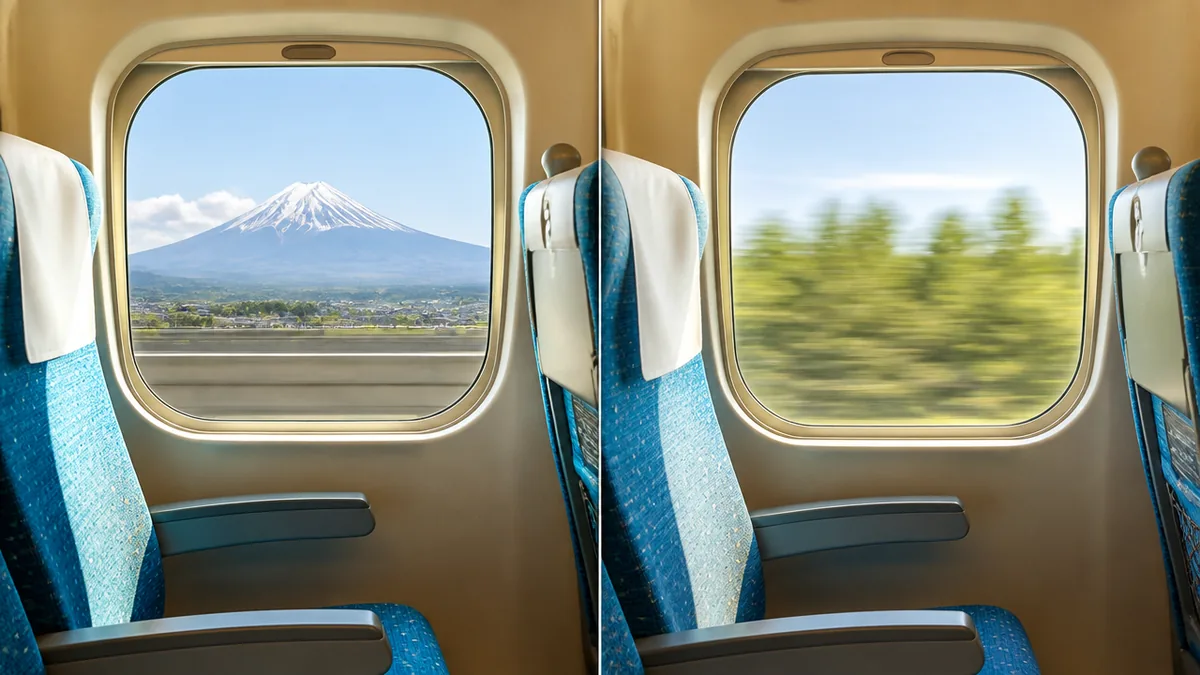 A席とE席、窓側で見える景色はこんなに違うの解説画像
